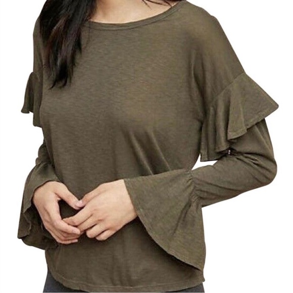 Sundry Tops - NWOT Sundry drop shoulder ruffle long sleeve top